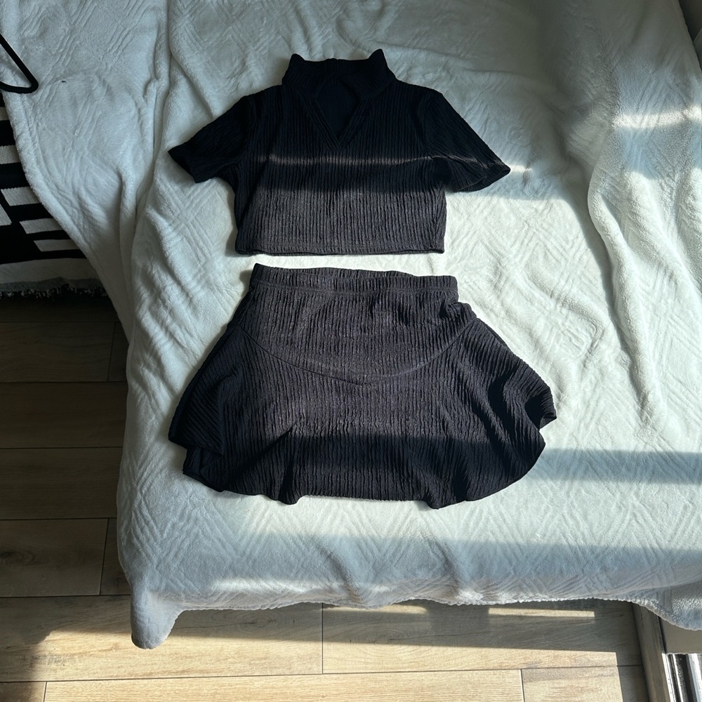 Black Ribbed Two-Piece Set